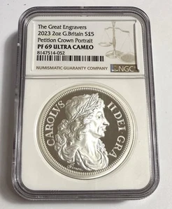 2023 Great Engravers - Silver 2oz NGC PR69 Ultra Cameo Petition Crown - Portrait - Picture 1 of 4