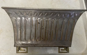 Vintage Rectangular Chinese Asian Tin Plated Copper Vase Urn 8" x 4.75" x 5.5" - Picture 1 of 5