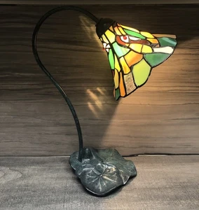 Vintage Tiffany Stil Lilie Pad Buntglas Lampe tropischer Vogel Design  - Bild 1 von 24