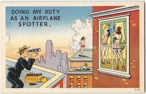 "Doing My Duty" Topless Women Risque Comic Peeping Tom 1940s Vintage Postcard - Picture 1 of 2