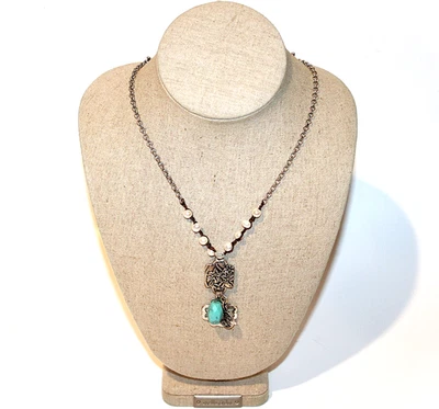 Lucky Brand Women's 20" Silver-Tone Necklace 4 Leaf Clover, Pearls, Turquoise - Image 1 of 4