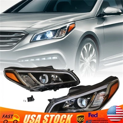 For 2015-2017 Hyundai Sonata Eco Limited Sport Headlight Headlamp Pair Set LH RH - Image 1 of 4