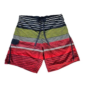 OP Men's 2XL Swim Trunks Board Shorts Striped Red/Navy/Yellow - Picture 1 of 14