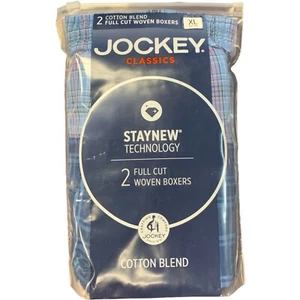 Jockey 2 pares boxers tejidos de corte completo mezcla de algodón para hombre Staynew a cuadros ~ XL (40-42) - Imagen 1 de 3