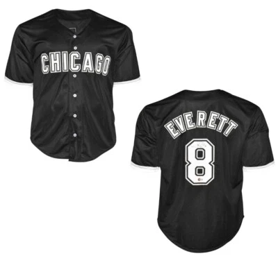 Camiseta de béisbol negra personalizada firmada por Carl Everett de Chicago (Beckett) Foto 1 de 4