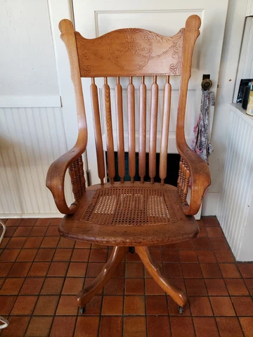 Antique Oak Press Back Desk Arm Chair Swivel Rolling Tilting Sheboygan Chair Co Cover