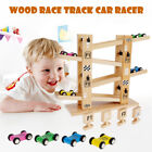 Kids Assembly Wooden Race Track Sets Wooden Car Ramp Toy with 4 Cars BE>