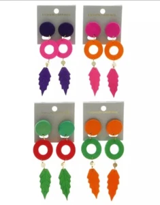 Leaf Dangle-Earrings Multi-Color 12 Per Package E2145 - Picture 1 of 8