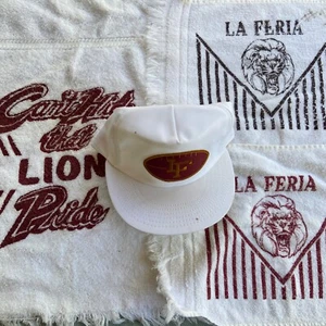 La Feria Texas Lions Spirit Towel Cap Hat Strap Back White High School Football - Picture 1 of 24
