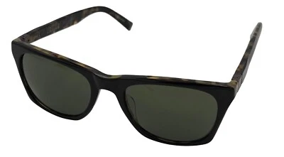 John Varvatos Mens Black Tortoise Plastic Sqaure Sunglass Green Lens  V515 - Image 1 of 4