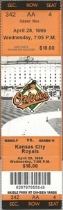 Carlos Beltran HR #2 4/28/99 Royals @ Orioles Full Ticket HRs: Baines HR #352 - Picture 1 of 2