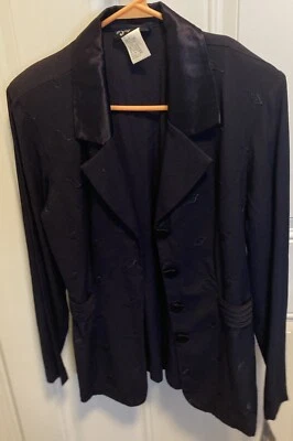 Dawn Joy: Talla 9/10 Mujer 1 pieza Chaqueta Azul Oscuro Con Diseños Florales BNWT FS Foto 1 de 4