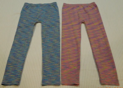 2 Girls Leggings Faded Glory One Size Fits 7-16 Space Dyed Pink and Blue - Image 1 of 4