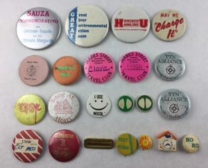 Lot of 22 Vintage Pinback Buttons Tin Ceramic - Picture 1 of 10