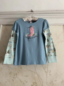 NWT Gymboree Park City Luxe Girls Top Shirt 5 Blue  - Picture 1 of 4