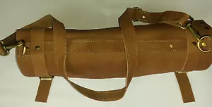 Real Pure Vintage Tan Leather Chef Knives Pouch / Case/Roll 8 Pockets Bag - Picture 1 of 12