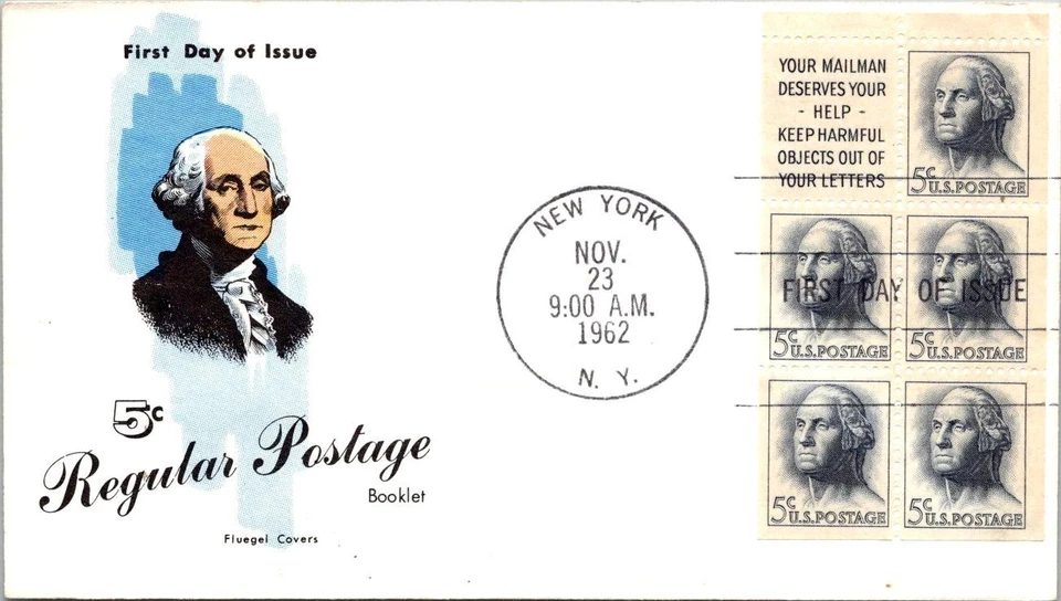 FDC 1962 SC #1213a Fluegel Cachet - New York, NY - Sheet Of 5 + Label - J17862 - Image 1 of 2