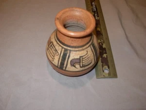Mini cerámica de arcilla estilo nativo americano - 3,5" de alto 10,25" a través del vientre - Imagen 1 de 6