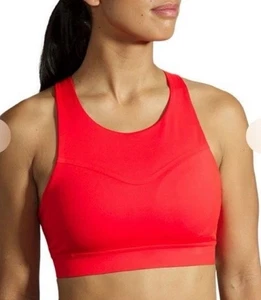 Brooks Drive 3 Pocket Run Bra Running Sports Bra Womens Size 38DD/E Red EUC - Picture 1 of 6