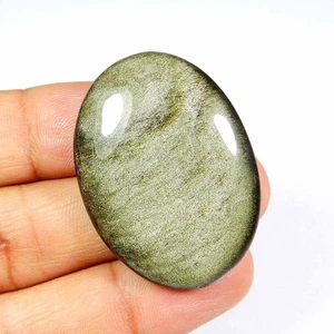 Piedra preciosa de obsidiana brillante natural brillo dorado forma ovalada 51 quilates #10975 - Imagen 1 de 6