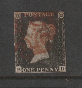 1840 QV 1d SCHWARZ 2 RÄNDER "ROTES MALTESERKREUZ" IN SEHR GUTEM/GEBRAUCHTEM ZUSTAND. - Bild 1 von 2