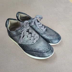 Naturalizer Size 7 Jimi 2 Lace-Up Fashion Sneaker Gray Silver Metallic Comfort - Picture 1 of 9