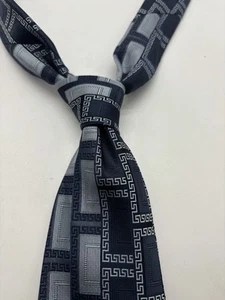 Gianni Versace Italy Krawatte gestreift blau Seide blau silber - Bild 1 von 3