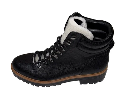 Botas de couro preto Marc Fisher Ltd Izzie genuíno shearling com cadarço tamanho 9,5 M - Imagem 1 de 4