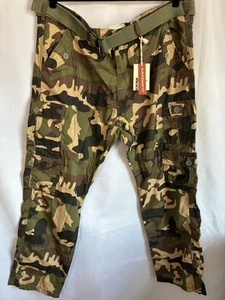 Liberation A Bleu Mens Camo Cargo Pants Sz 48x32 Slim Straight Green Canvas y2K - Picture 1 of 14