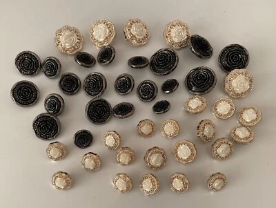 Bundle lot 45pcs 3d rose floral plastic buttons jacket sew on half shank buttons - Image 1 of 4