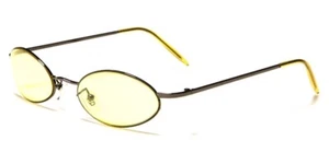 NEW ROUND YELLOW LENS WOMENS SUNGLASSES DECO RETRO 90'S UV400 EYEDCLR16001 - Picture 1 of 1