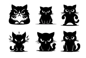 Angry cats silhouette Vinyl Decal Sticker Silhouette Wine Bottle mug glass - Picture 1 of 2