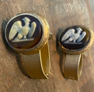 Vintage Dante Incolay Eagle Cameo Mens Formal Cufflinks - Picture 1 of 7