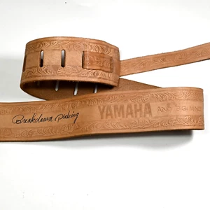 RAR: YAMAHA Tooled Leather Guitar Strap, with Inscriptions, 1970s Japan - Bild 1 von 16