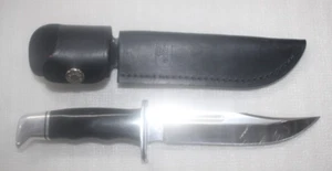 VINTAGE BUCK 119 BLACK FIXED BLADE KNIFE W/SHEATH FREE SHIPPING - Picture 1 of 2