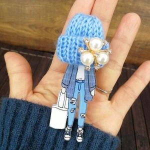 Girls Cute Brooches for Woman Wool Hat Crystal Pearl Cartoon Badges Brooch Pins - Picture 1 of 55