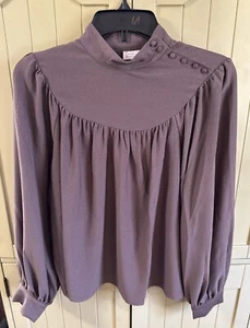 NEW Women's Button-Up Long Sleeve Blouse - A New Day Dark Purple SMALL NWT - Picture 1 of 4