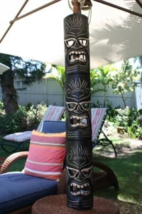 LARGE 50" Money Tiki Mask Hand Carved - Tropical Wall Decor Love Luck Health - Picture 1 of 2