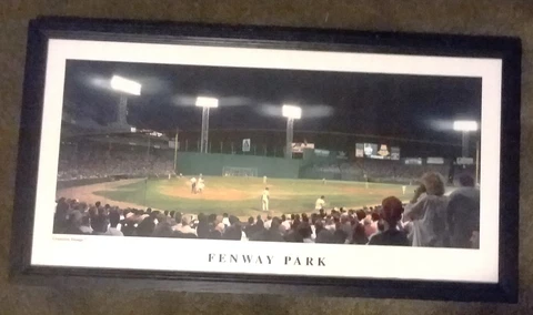 Fenway Park Night Time Framed Picture Under Glass 21x11 Cover