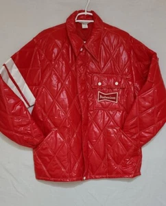 Vtg Swingster Budweiser Quilted Puffer Patch Jacket Men's Sz Large  - Picture 1 of 10