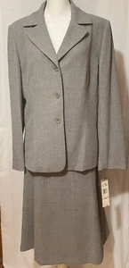 NWT! Le Suit 2 Piece Skirt Suit ~ A-line Gray~Fully Lined~sz 12 ~Retails At $200 - Picture 1 of 13