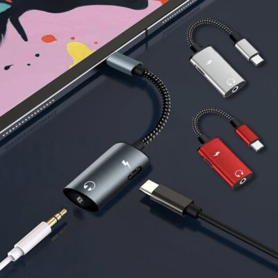 Adapter Audio USB Typ C 2 in 1 Ladekabel 3,5 mm AUX Klinke Kopfhörer für Samsung - Bild 1 von 4