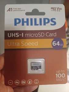 NEW Philips 64 GB Micro SD x 4 Memory Card Ultra Speed Class 10 - Picture 1 of 2