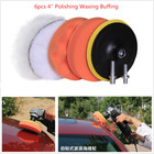 Car Thread Drill Polishing Sponge Pad Kit 6 Pcs 4 Inch Buffing Pads Wax Polisher