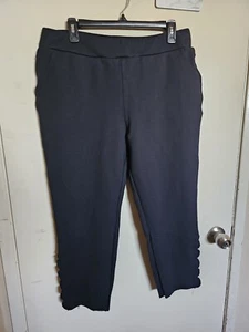SOFT ENVIRONMENT schwarze bequeme Cropped-Knöchelhose mit Jakobsmuschelbein zum Überziehen Large - Bild 1 von 8