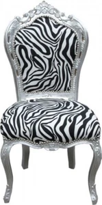 Casa Padrino Barock Esszimmer Stuhl Zebra/Silber Mod2 - Möbel - Barockmöbel - Bild 1 von 1