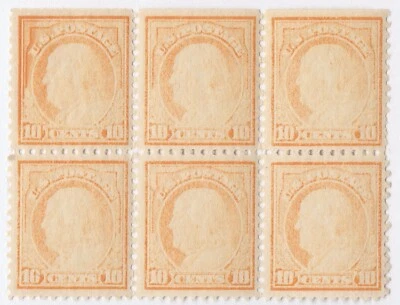 US # 510 *MINT OG NH* {"SCARCE DRY PRINTING ERROR VAR } BLOCK OF 6 FRANKLIN 10c  - Image 1 of 3