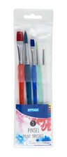 Stylex School Paint 5-Piece Set, 3 Round and 2 Flat Coloured, Synthetic Brush...
