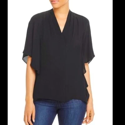 Kobi Halperin Carin Flutter Sleeve Silk Blouse in Black Size XS - Image 1 of 4