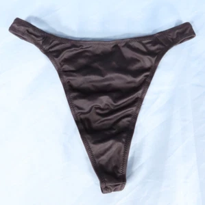 VTG Victoria's Secret Pink Heart Tag BLACK THONG PANTIES Second Skin Knit L - Imagen 1 de 5